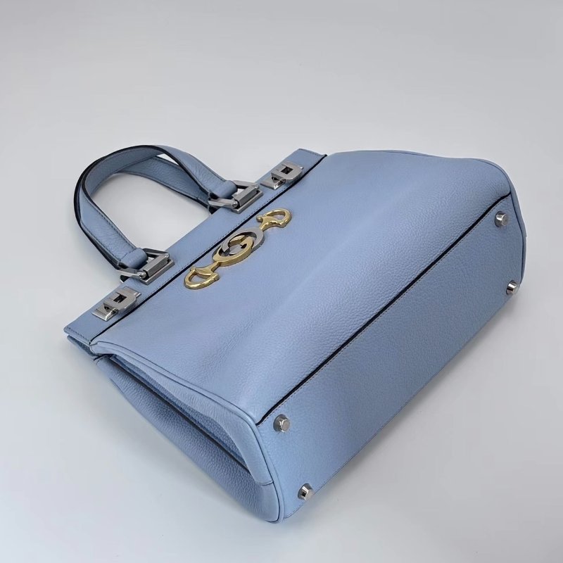 GUCCI Zumi藍色金屬雙G扣手提肩背斜背包28*21*11.5 98新配件塵袋-3