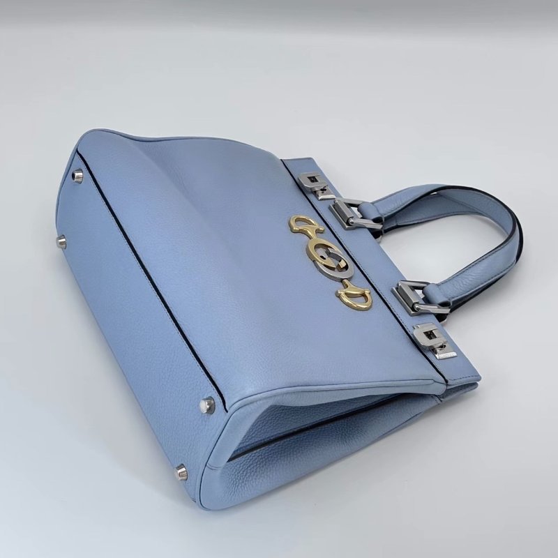 GUCCI Zumi藍色金屬雙G扣手提肩背斜背包28*21*11.5 98新配件塵袋-4
