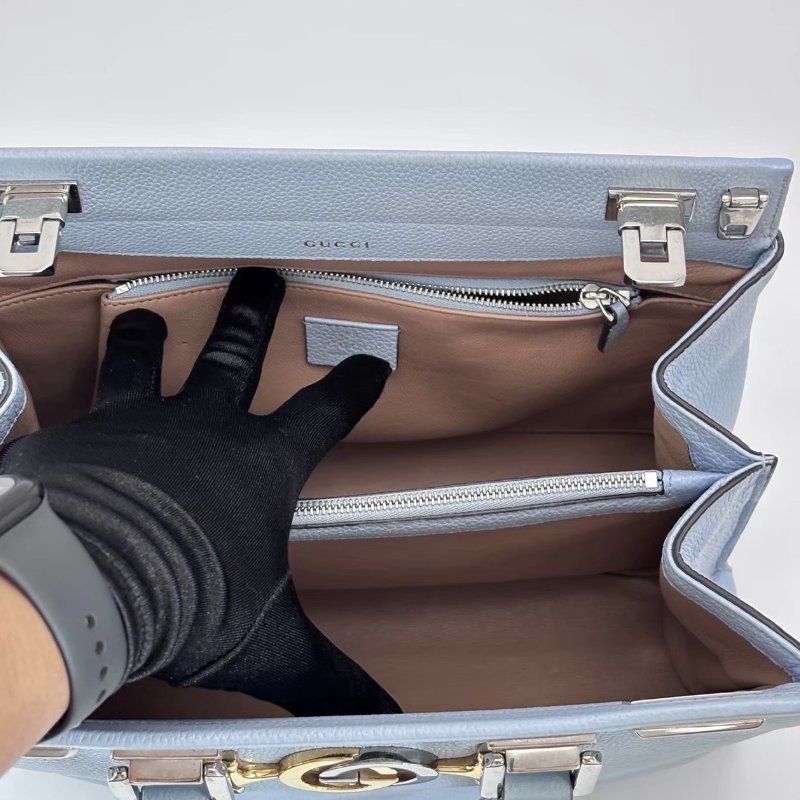 GUCCI Zumi藍色金屬雙G扣手提肩背斜背包28*21*11.5 98新配件塵袋-5