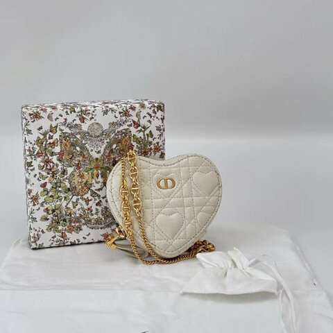 DIOR 白金CAROmini愛心肩背斜背包11*10*2.5 98新配件盒子塵袋