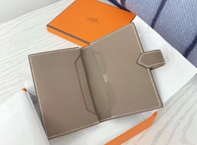 HERMES Bearn 大象灰金扣卡包 A刻-2