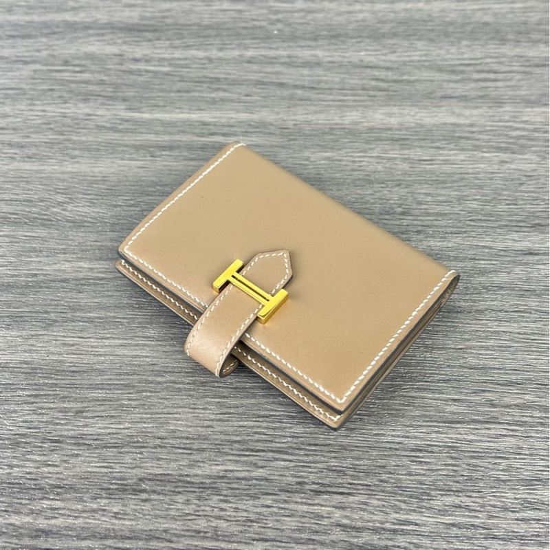 HERMES Bearn 大象灰金扣卡包 A刻-6