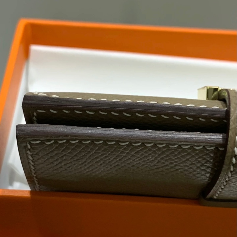 HERMES Bearn 大象灰金扣卡包 A刻-8