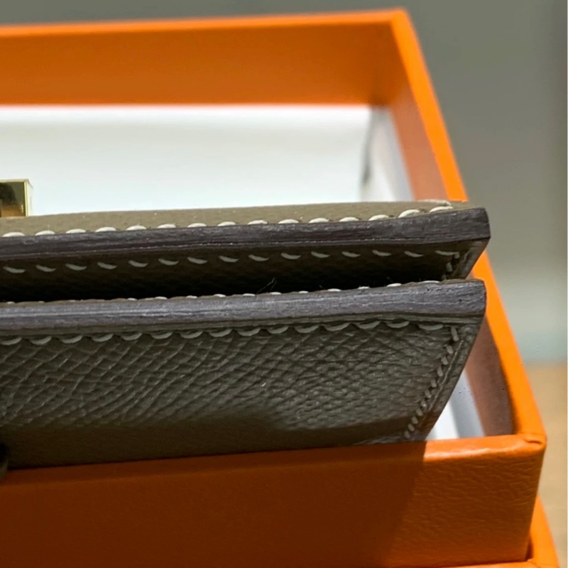 HERMES Bearn 大象灰金扣卡包 A刻-9