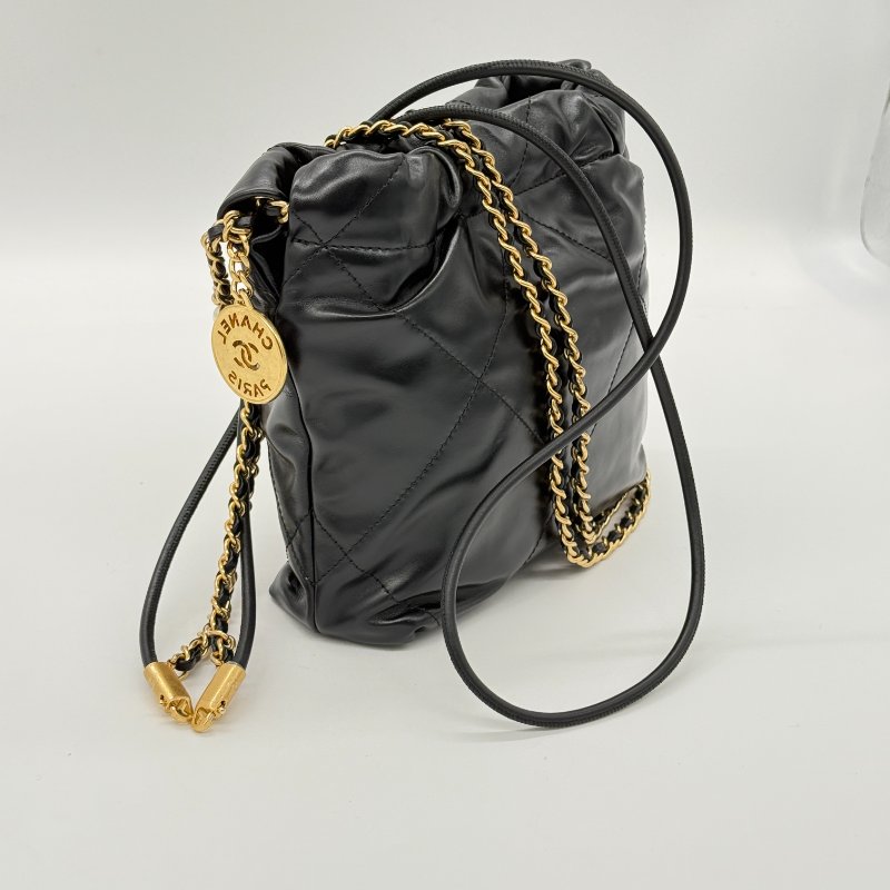 全網唯一✨甜價來襲【大全套♥️ 珍珠稀有限量款】CHANEL 香奈兒 22bag Mini 黑色 牛皮 珍珠手提鏈條⛓️ 皮穿鏈肩帶（可以拆卸）｜-2