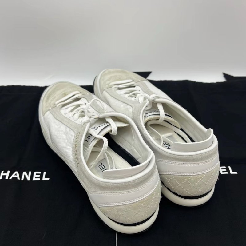 CHANEL 23P白色帆布鞋38號 98新配件塵袋-2