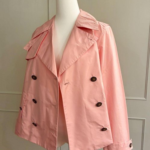 《新歡舊愛》專櫃正品MIU MIU 粉紅色招牌降落傘布料風衣外套42 M-5