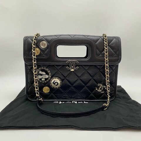 CHANEL 限量琺瑯扣肩背斜背公事包26.5*19*5.5 98新配件塵袋