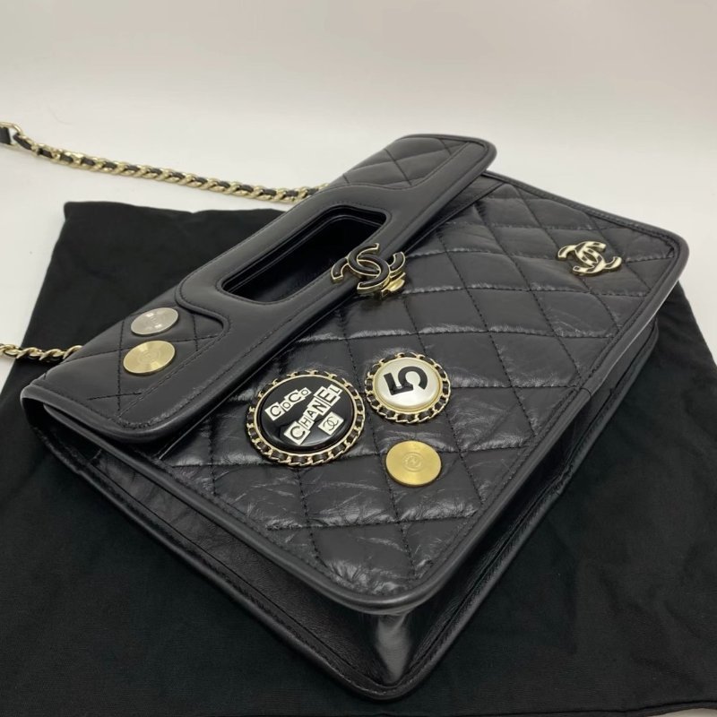 CHANEL 限量琺瑯扣肩背斜背公事包26.5*19*5.5 98新配件塵袋-2