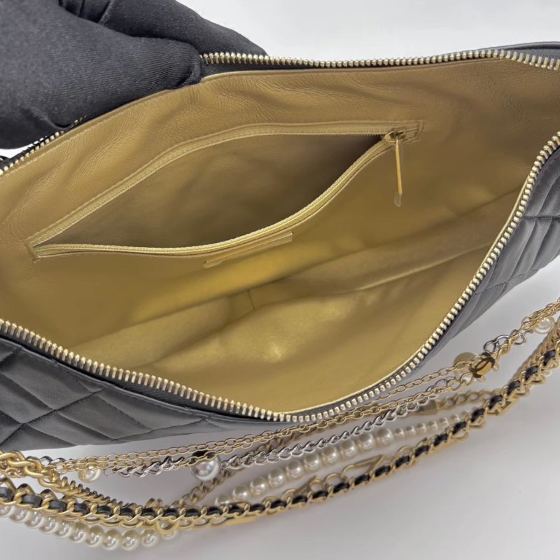 CHANEL 黑金月亮限定版hobo珍珠多鍊條包34*18*4 98新配件盒子塵袋-5