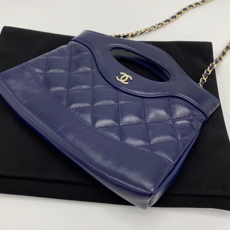 CHANEL 25K藍色31bag nano手提肩背斜背包20*17*3.5 全新閒置配件塵袋購證-3