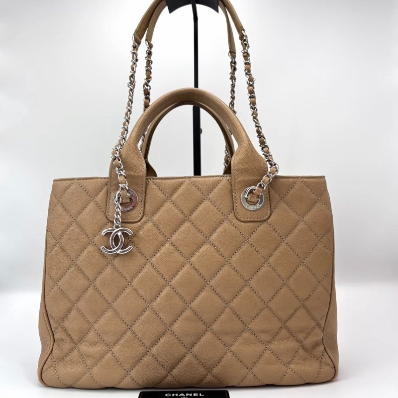 CHANEL 荔枝紋牛皮托特手提肩背包30*21*12 98新配件塵袋保卡-0