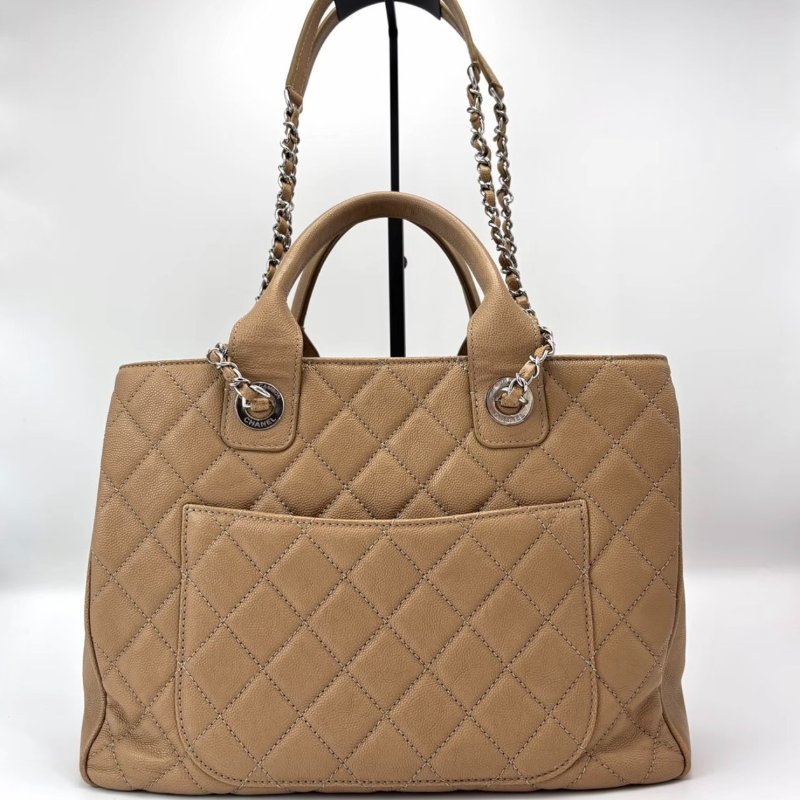 CHANEL 荔枝紋牛皮托特手提肩背包30*21*12 98新配件塵袋保卡-1