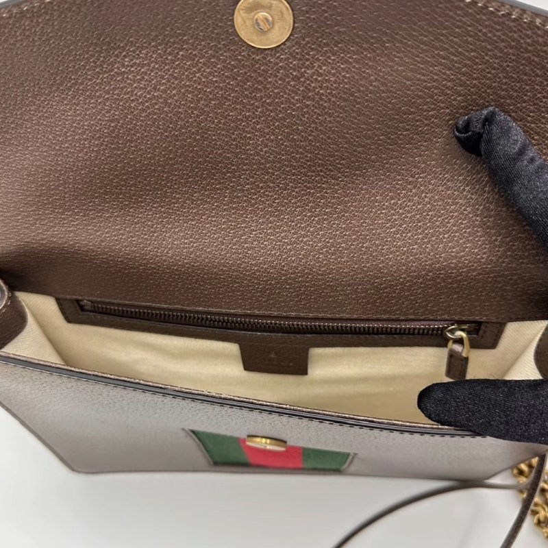 GUCCI 棕色牛皮虎頭復古肩背斜背包27*20*3 99新配件塵袋-5