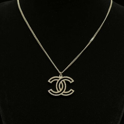 CHANEL 100周年鏤空滿鑽大雙Clogo項鍊 鍊長61cm 98新