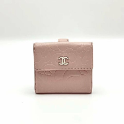 CHANEL 山茶花摺疊短款錢包11*9.5*1 98新配件塵袋