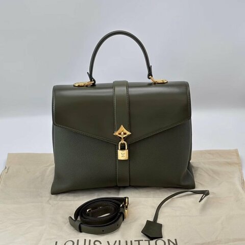 Lv 綠色金扣風中玫瑰手提肩背斜背包30*22*12 98新配件塵袋鎖