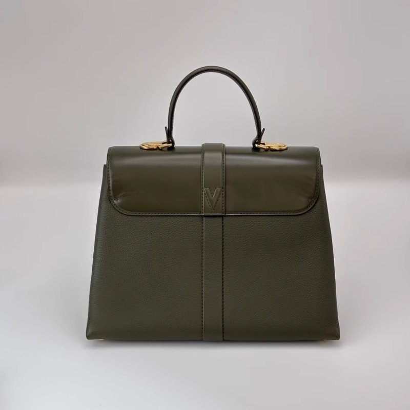 Lv 綠色金扣風中玫瑰手提肩背斜背包30*22*12 98新配件塵袋鎖-1