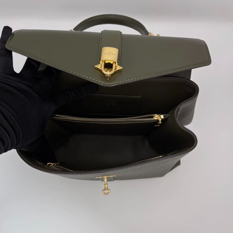 Lv 綠色金扣風中玫瑰手提肩背斜背包30*22*12 98新配件塵袋鎖-2