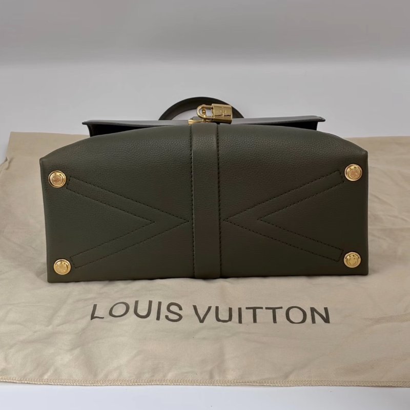 Lv 綠色金扣風中玫瑰手提肩背斜背包30*22*12 98新配件塵袋鎖-3