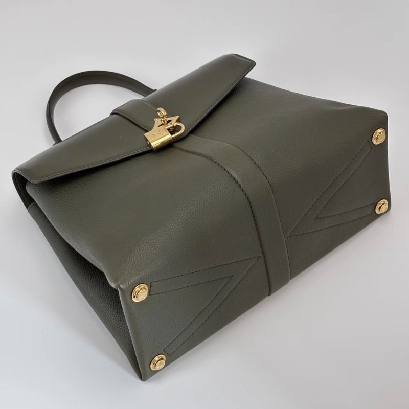 Lv 綠色金扣風中玫瑰手提肩背斜背包30*22*12 98新配件塵袋鎖-5