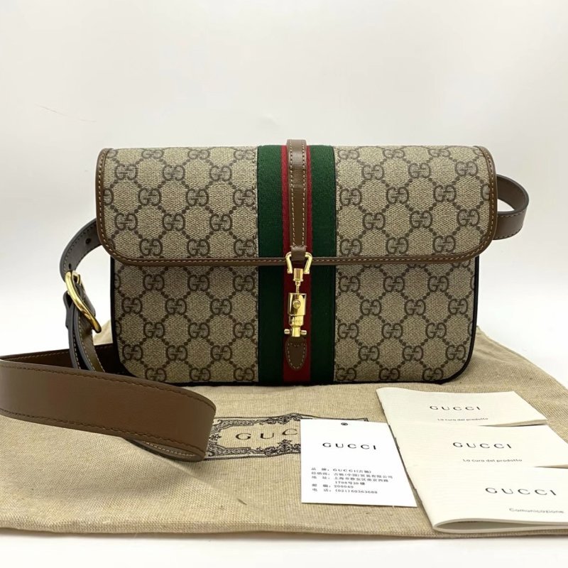 GUCCI 老花Jackie1961老花胸包腰包25*16*3 全新閒置配件塵袋吊牌-0