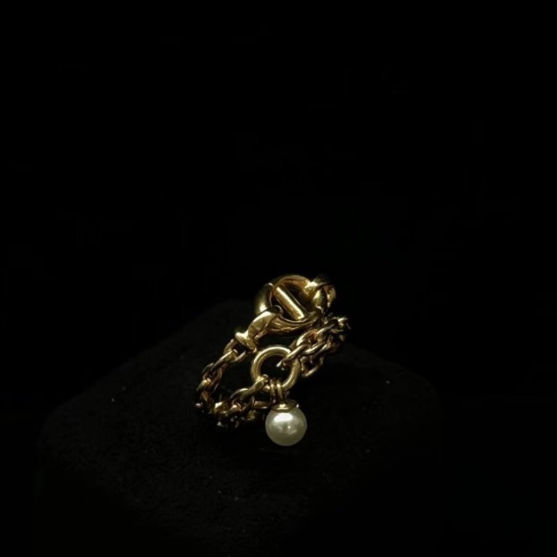 DIOR CD NAVY雙層珍珠星星戒指 98新-3