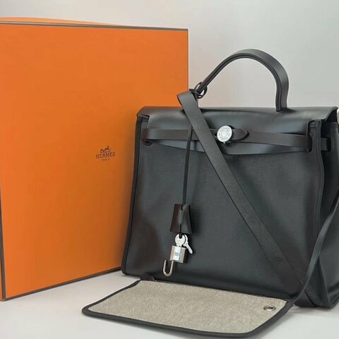 HERMES 黑銀herbag31 31*25*11 98新配件盒子鑰匙鎖塵袋