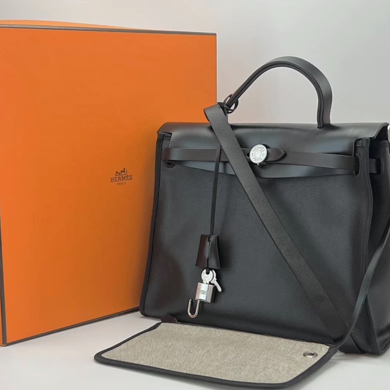 HERMES 黑銀herbag31 31*25*11 98新配件盒子鑰匙鎖塵袋-0