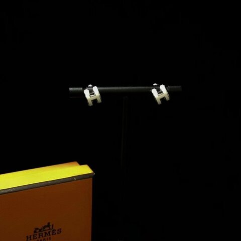 HERMES 白色迷你Pop H耳環 98新配件盒子