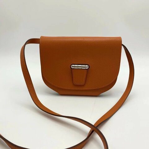 HERMES Mini Convoyeur 橘銀扣斜背包15*11*1.5 98新配件塵袋