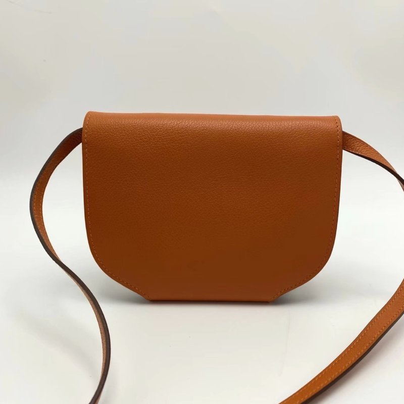 HERMES Mini Convoyeur 橘銀扣斜背包15*11*1.5 98新配件塵袋-5