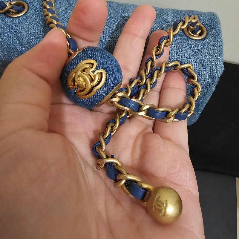 Chanel 香奈兒 22C 金球 牛仔 方胖子 98新 晶片款 絕版-5