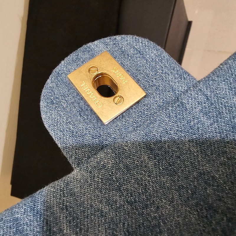 Chanel 香奈兒 22C 金球 牛仔 方胖子 98新 晶片款 絕版-6