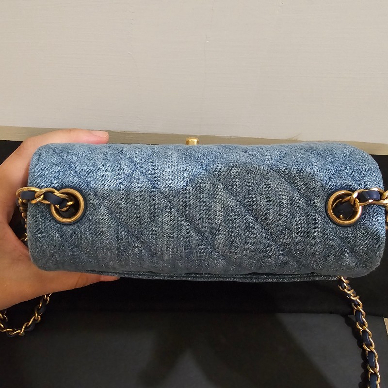 Chanel 香奈兒 22C 金球 牛仔 方胖子 98新 晶片款 絕版-8