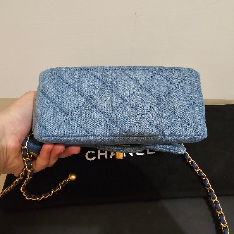 Chanel 香奈兒 22C 金球 牛仔 方胖子 98新 晶片款 絕版-9