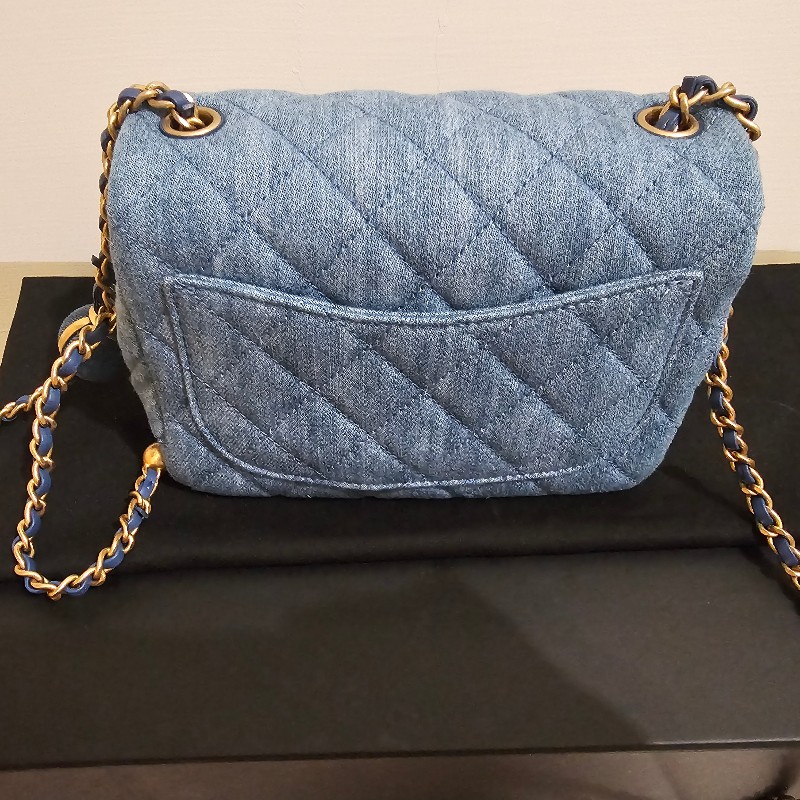 Chanel 香奈兒 22C 金球 牛仔 方胖子 98新 晶片款 絕版-11