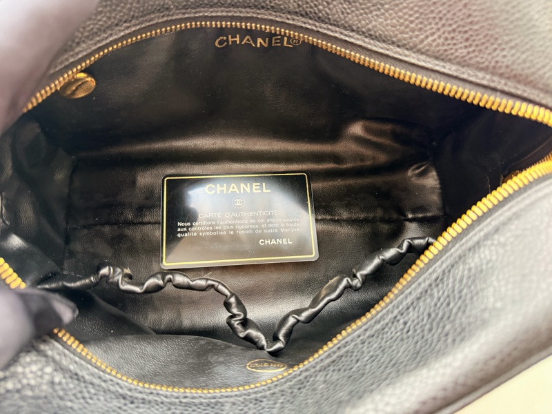 CHANEL 香奈兒 荔枝皮 黑色魚子醬 化妝包手拿包-5