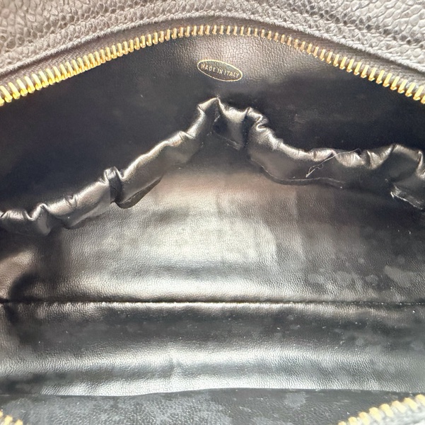 CHANEL 香奈兒 荔枝皮 黑色魚子醬 化妝包手拿包-6