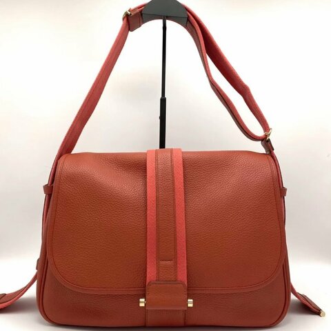 HERMES Bourlingue牛皮肩背斜背郵差包 35*23*13 98新 配件塵袋