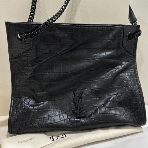 YSL牛皮壓鱷魚紋路Niki shopping bag 購物袋