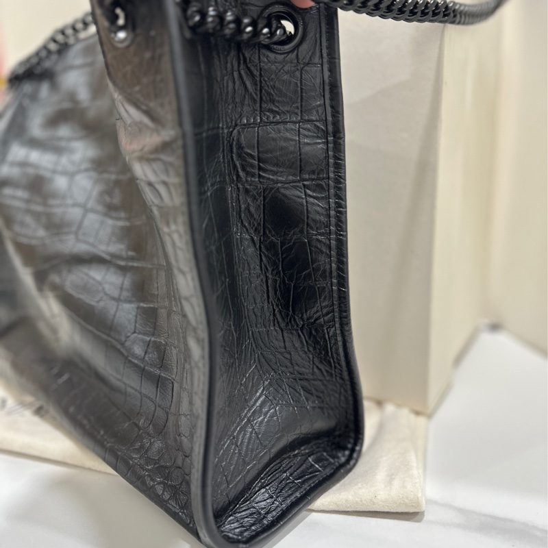 YSL牛皮壓鱷魚紋路Niki shopping bag 購物袋-2