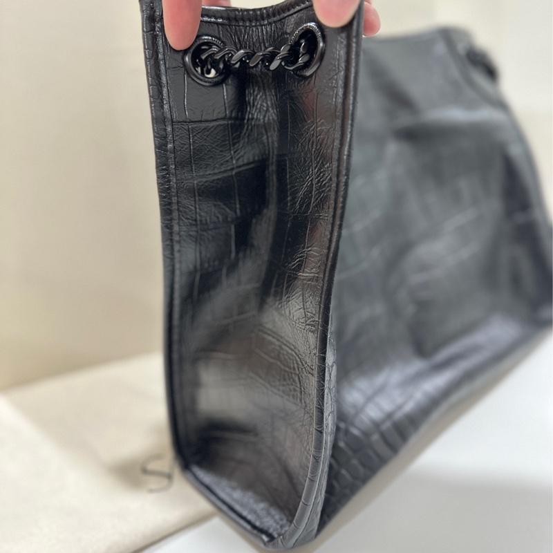 YSL牛皮壓鱷魚紋路Niki shopping bag 購物袋-3