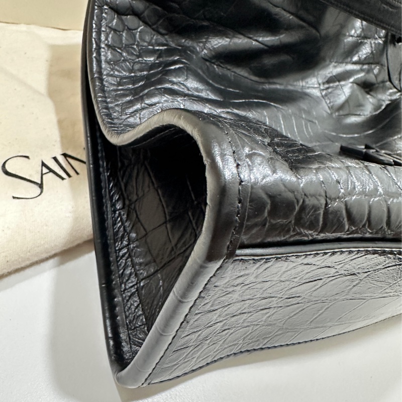 YSL牛皮壓鱷魚紋路Niki shopping bag 購物袋-9
