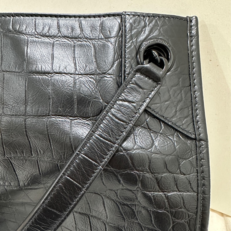 YSL牛皮壓鱷魚紋路Niki shopping bag 購物袋-17