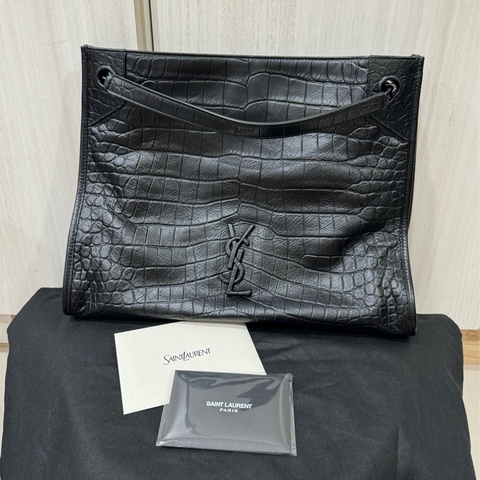 YSL牛皮壓鱷魚紋路Niki shopping bag 購物袋