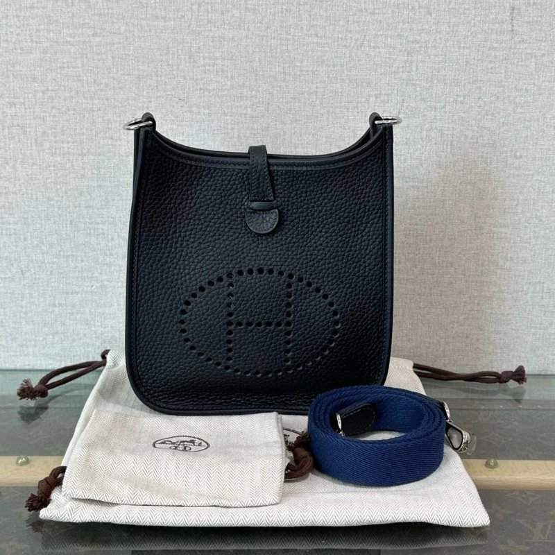 HERMES 水兵藍銀扣伊芙琳mini肩背斜背包16*18*5 99新配件塵袋-0