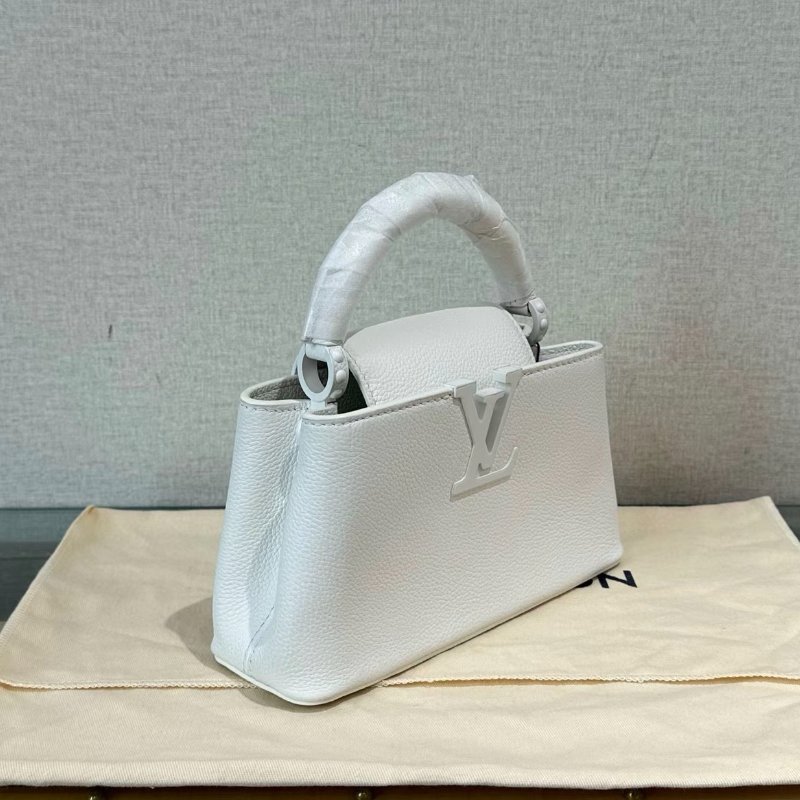LV Capucines mini橫版磨砂白手提斜背包芯片款 21.5*12*7 全新閒置配件盒子塵袋-1