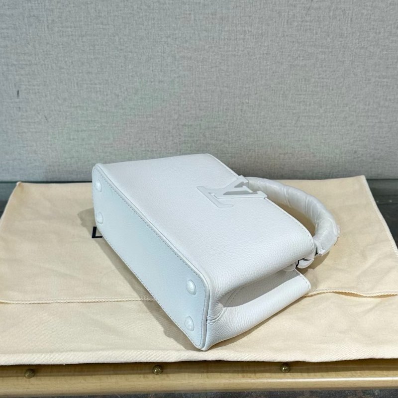 LV Capucines mini橫版磨砂白手提斜背包芯片款 21.5*12*7 全新閒置配件盒子塵袋-4