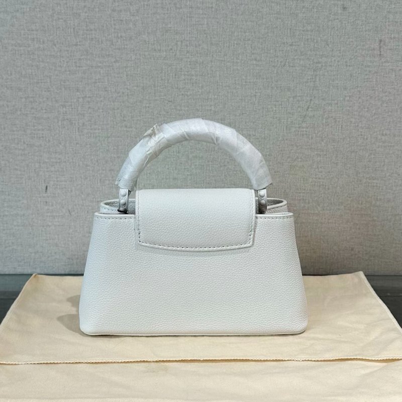 LV Capucines mini橫版磨砂白手提斜背包芯片款 21.5*12*7 全新閒置配件盒子塵袋-5